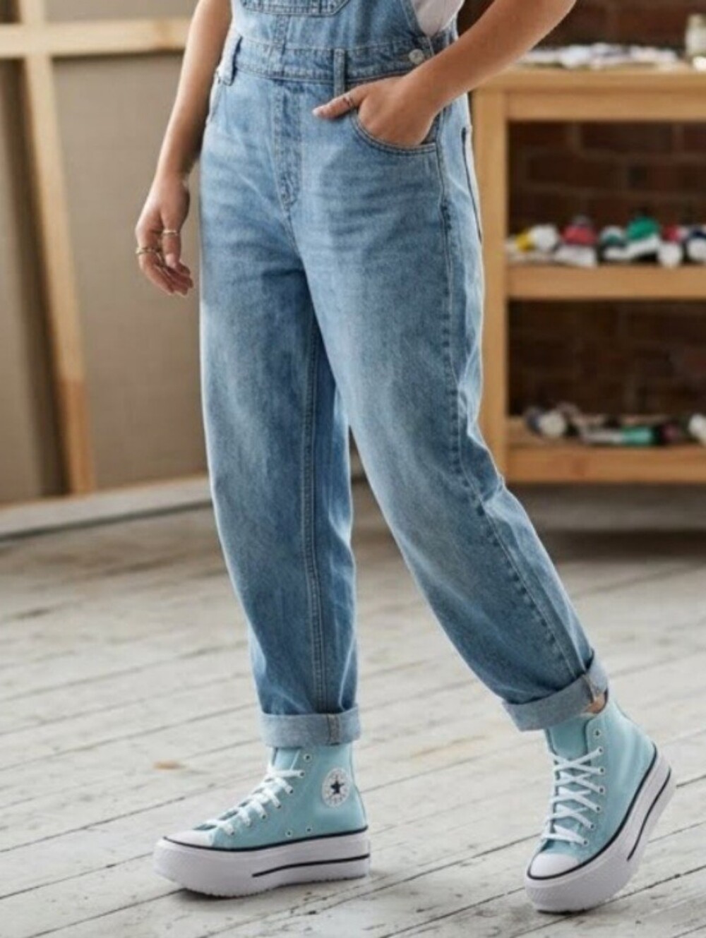New Converse Chuck Taylor Double Stack Platform CX Light Blue Women's 8